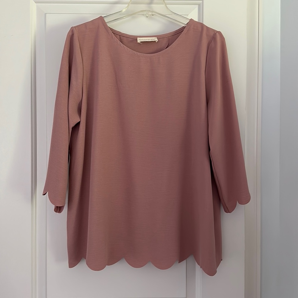 Blush scallop edge Blouse